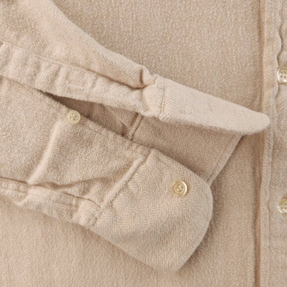 Paul & Shark Flannel Italy Cotton Herringbone Button-Down 16 Heavyweight Beige - Picture 3 of 16